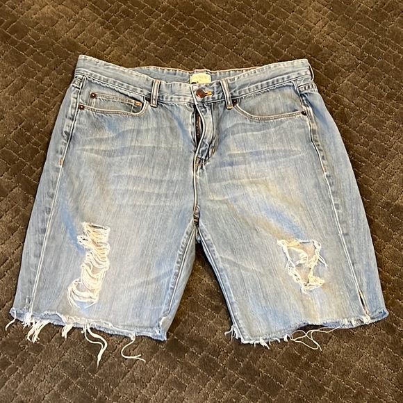 J. Crew Denim - J. Crew Boy Fit Loose Distressed Jeans Cut Off 100% Super Soft Cotton Shorts 29